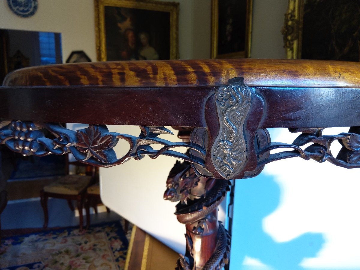 19th Century Vietnam Or China Pedestal Table In Sandalwood-photo-4